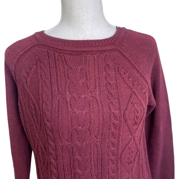 RD STYLE wine color, cable knit sweater, Cotton/ Acrylic blend , Size XS - Picture 2 of 7